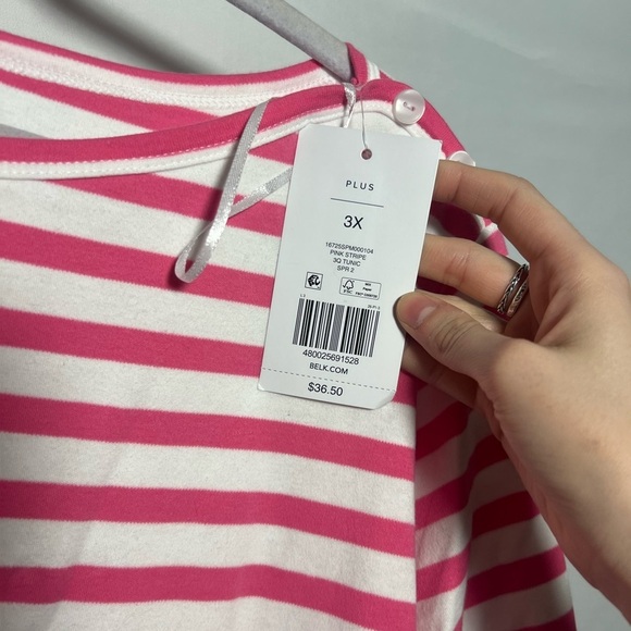 Kim Rogers Perfectly Soft Pink Striped Short Sleeve Top - Picture 6 of 6